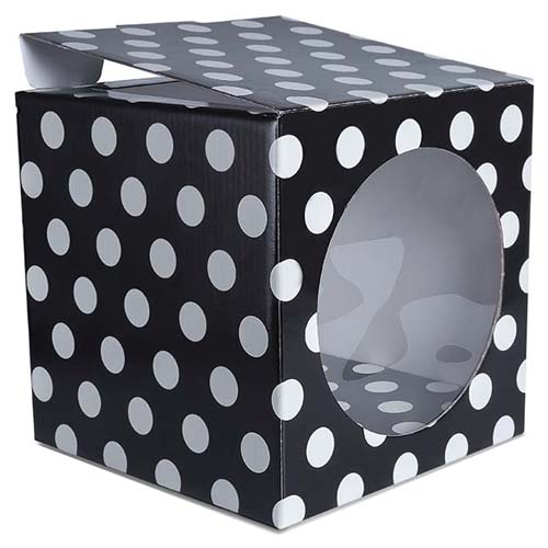 (6055**NLU) CAJA CUBO GALLETITAS NEGRA LUNARES - CAJAS - CAJAS CARTON