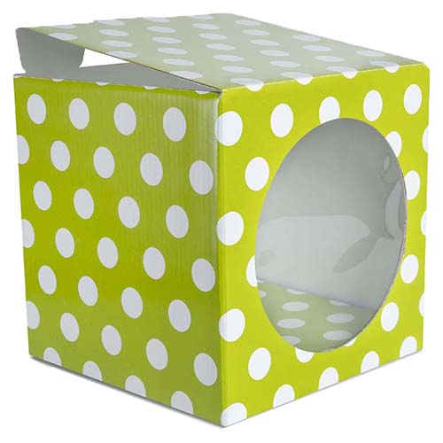 (6055**VLU) CAJA CUBO GALLETITAS VERDE LUNARES - CAJAS - CAJAS CARTON