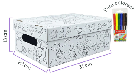 (605655) CAJA ARCH.CARTON GS P/COLOREAR CHIC - CAJAS - CAJAS CARTON