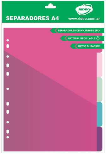 (62716) SEPARADOR PLAST.A4 5 POS.2004/6 S/P - CARPETAS COMERCIALES - SEPARADORES COMERCIALES
