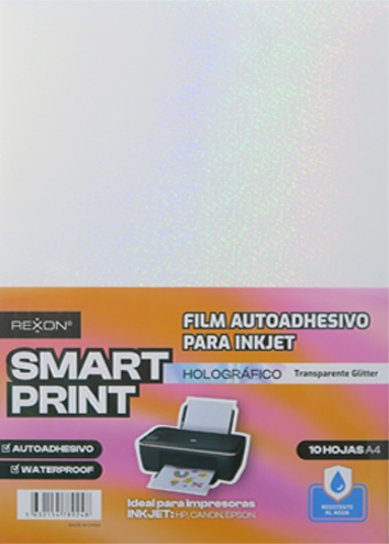 (89699) FILM AUTOAD.HOLO TRANSP GLIT A4 X10 - COMPUTACION - PAPEL COMPUTACION